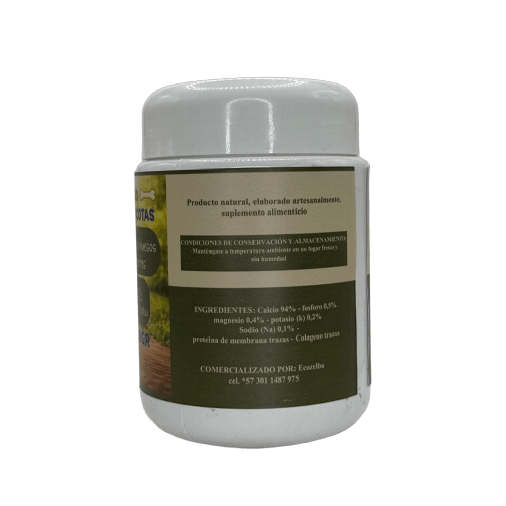 Reverso del Calcio para Mascotas de Eco Zelba con ingredientes e informacion del producto