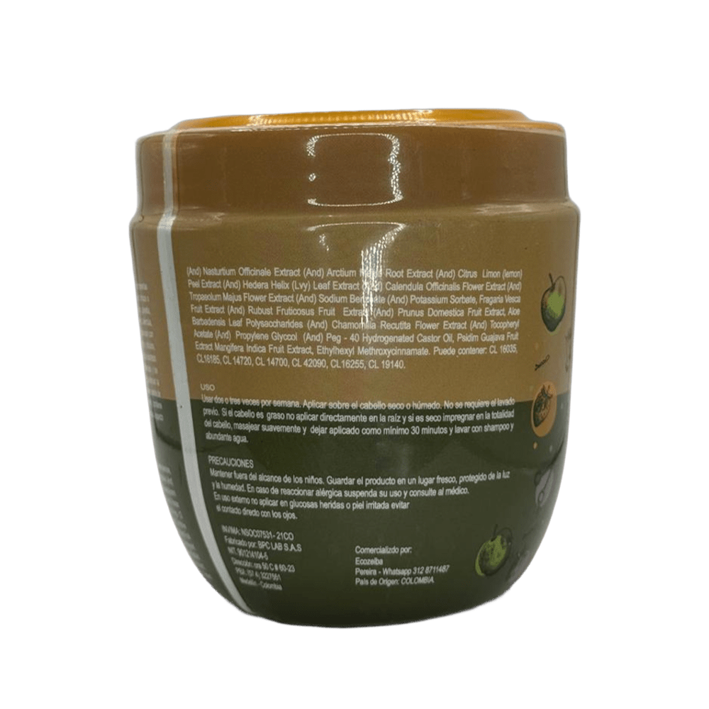 Reverso del Repolarizador capilar de Eco Zelba con la lista de ingredientes